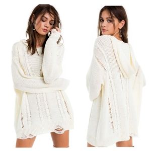 Wildfox Lace Elm Street Cable Knit Pullover